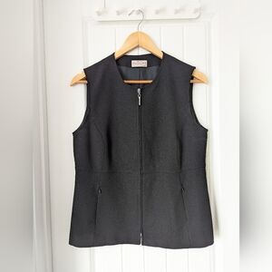 Black Wool Fitted Zip Vest With Pockets Size 10